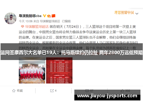 篮网签康西尔大名单已19人：托马斯续约仍拉扯 两年2800万远低预期